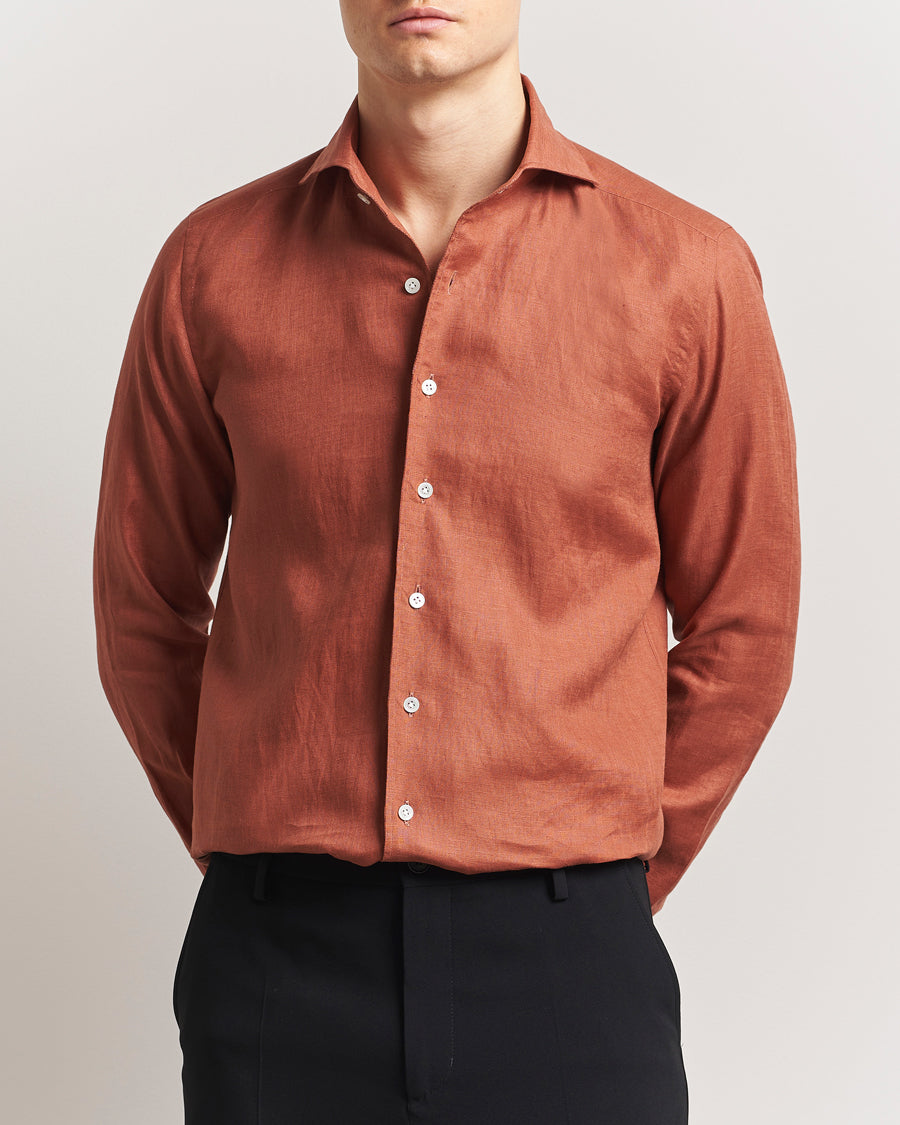 Cut Away Linen Shirt Rust