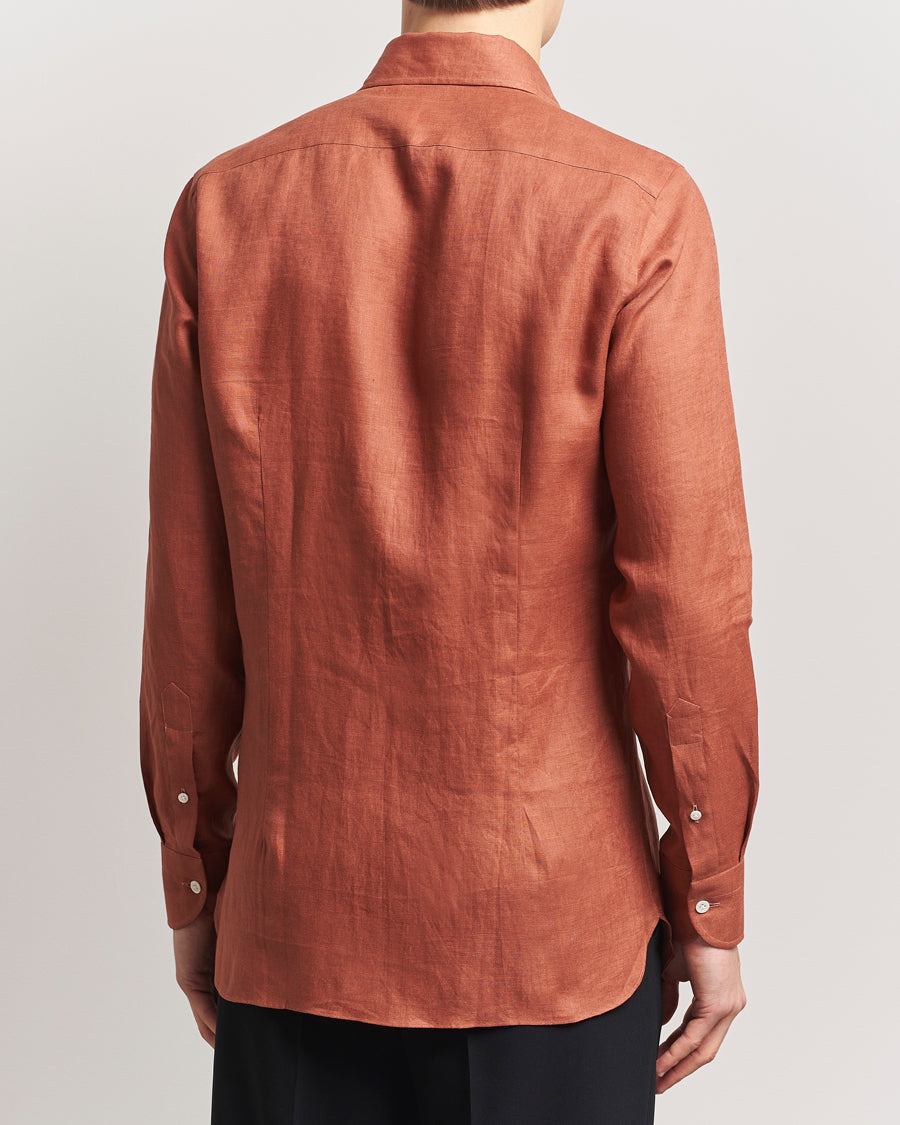 Cut Away Linen Shirt Rust