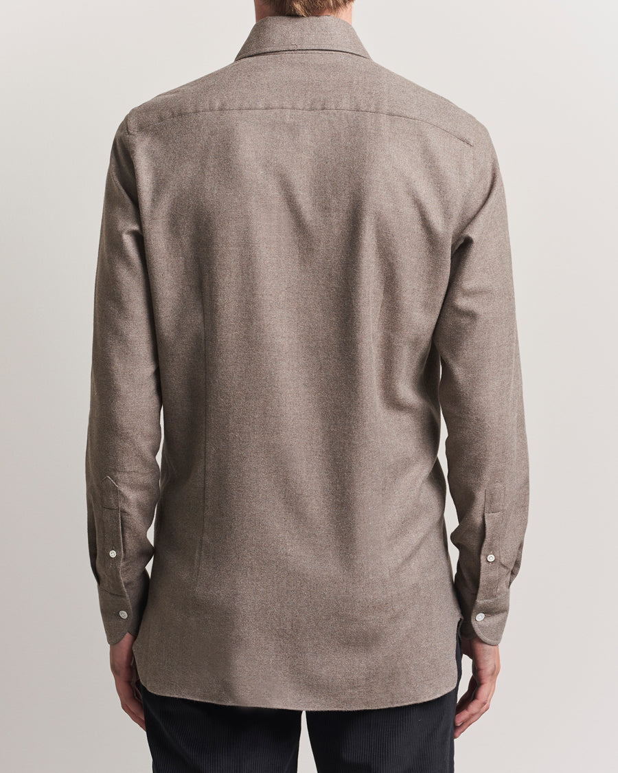 Herringbone Flannel Cut Away Shirt Caramel