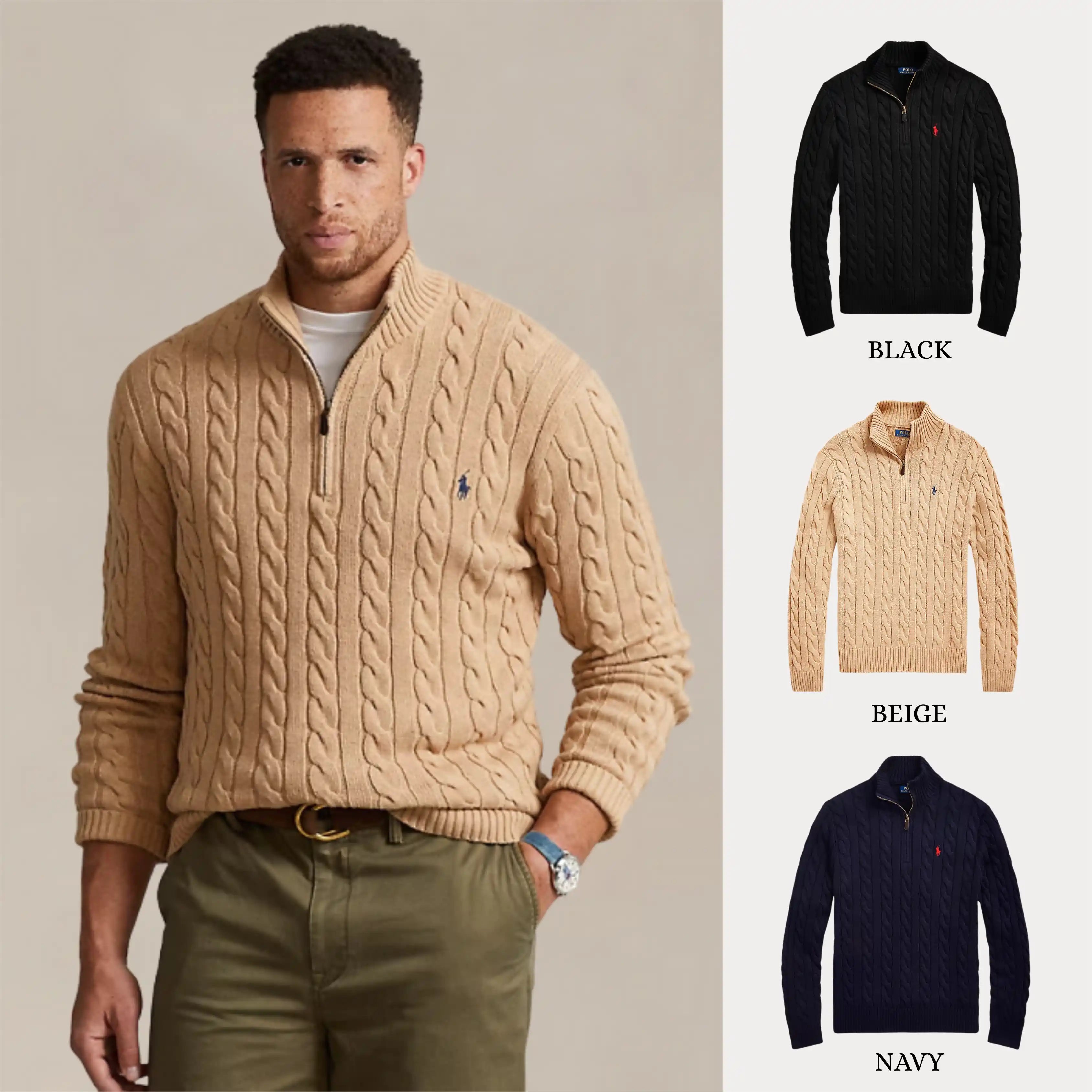 ACHETEZ 1, RECEVEZ 3 – ENSEMBLE DE PULLS ZIPPÉS RALPH LAUREN CABLE KNIT