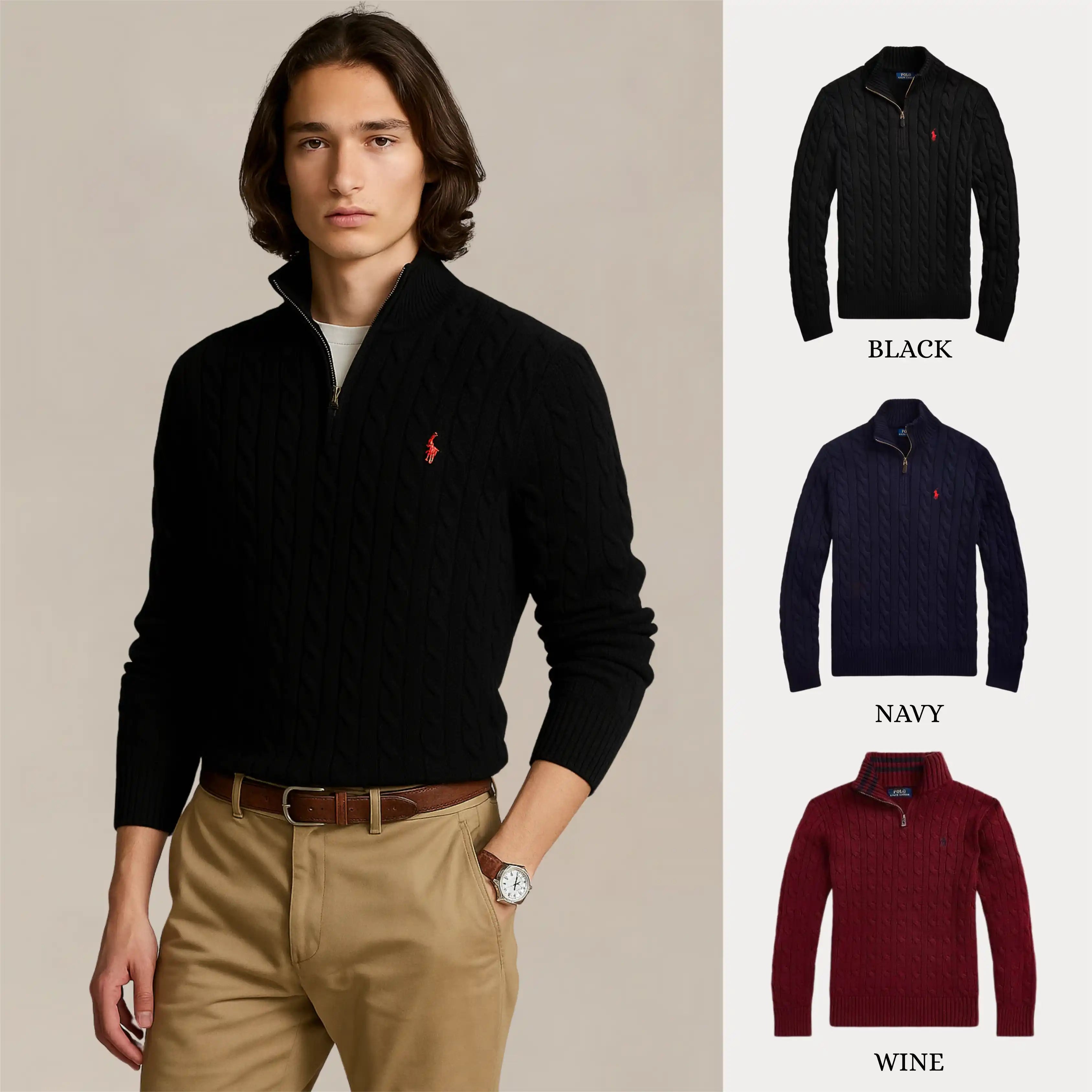 BUY 3, GET 9 – RALPH LAUREN CABLE KNIT ZIP SWEATER SET