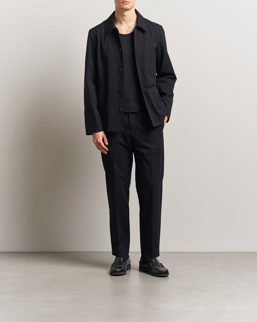 A.P.C. Joaquin Seersucker Drawstring Trousers Black