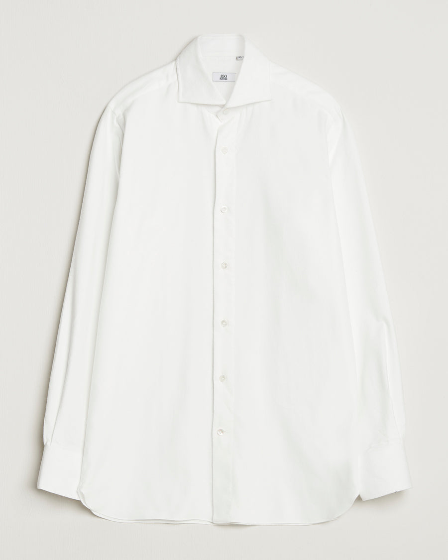 100Hands Herringbone Flannel Cut Away Shirt White