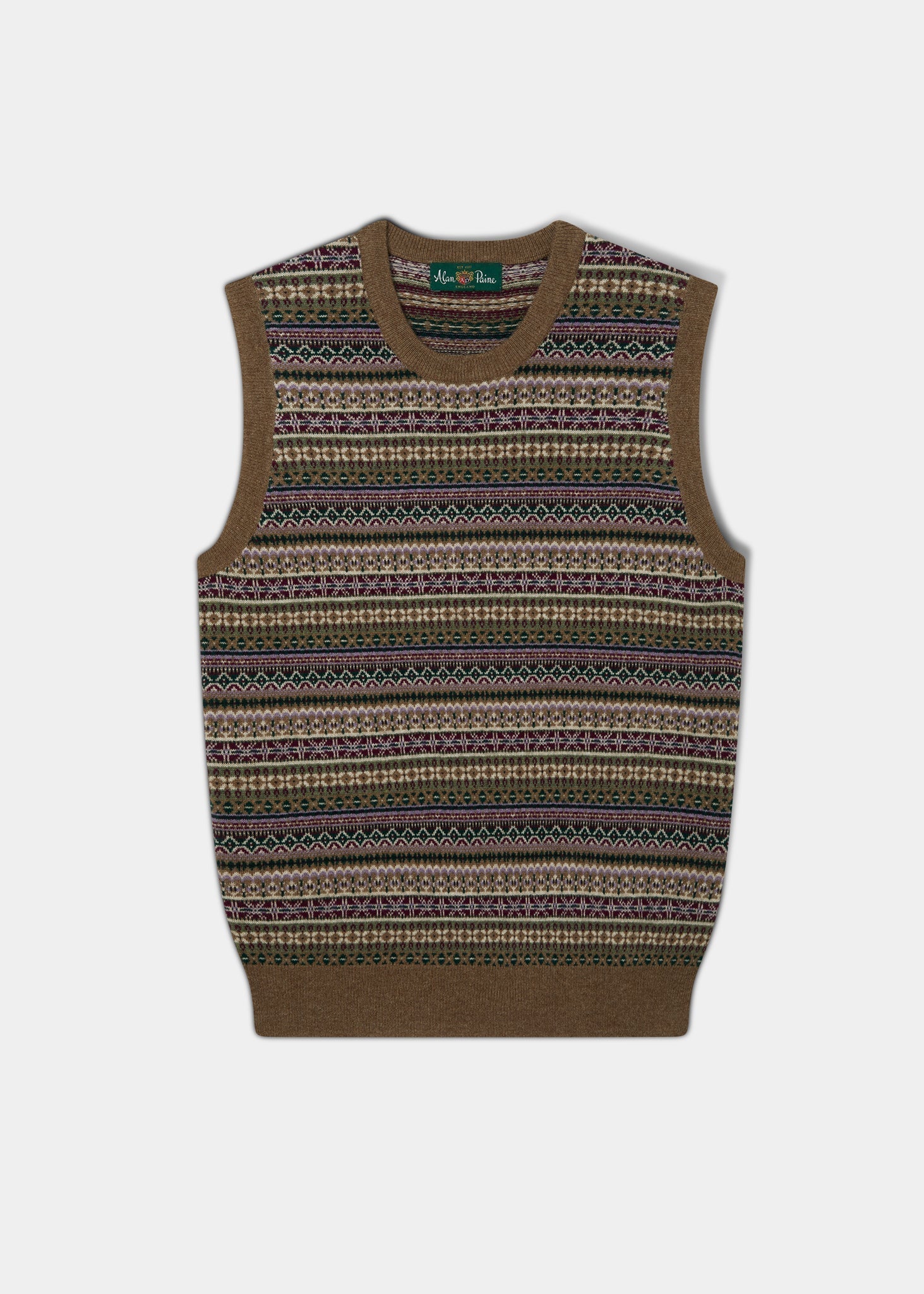 Mae Ladies Luxury Fair Isle Jumper In Pecan and Lilac