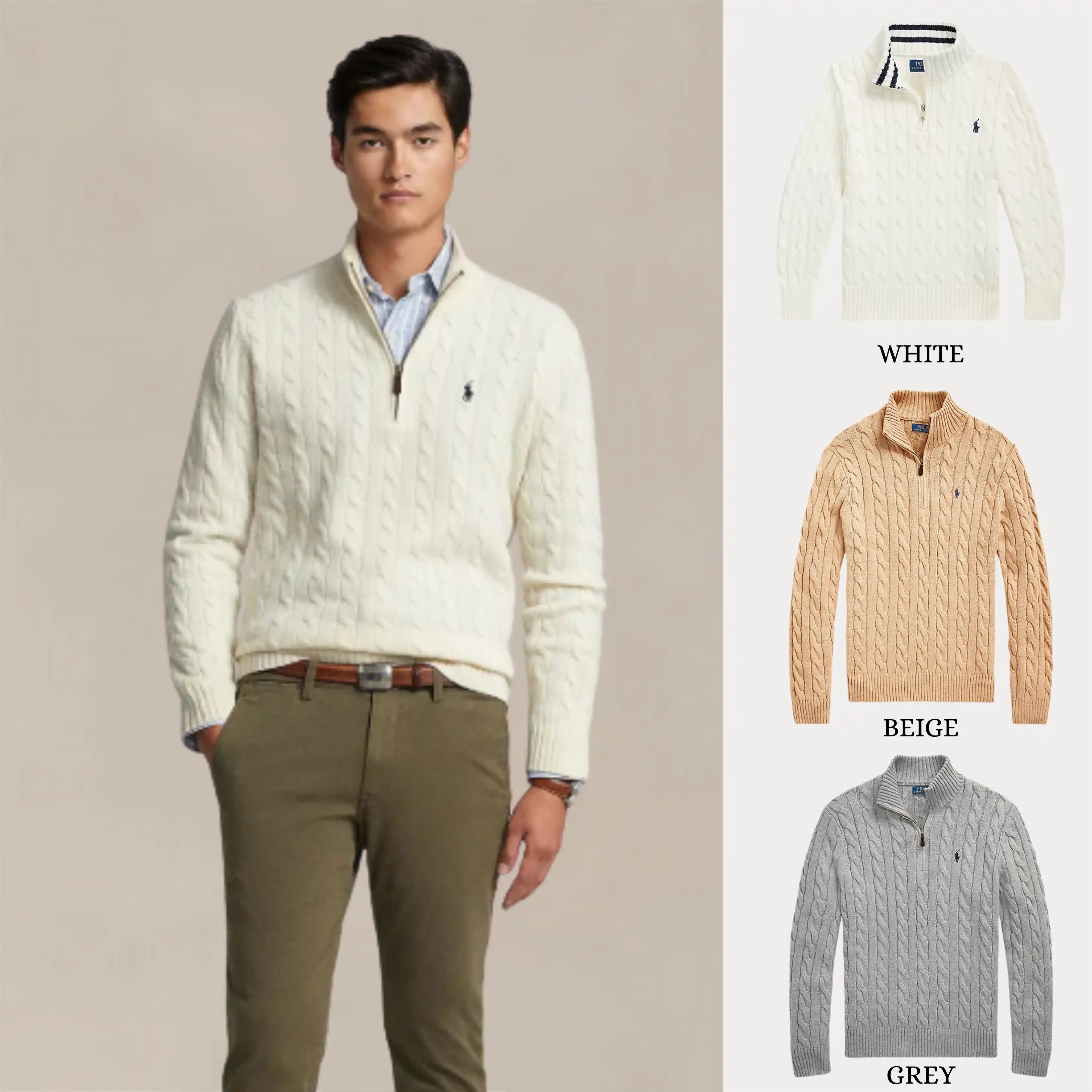 BUY 3, GET 9 – RALPH LAUREN CABLE KNIT ZIP SWEATER SET